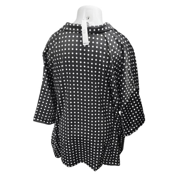 NEW ASOS Curve Black White Polka Dots Half Sleeve Button Down Shirt Top Size 22 - Picture 2 of 5
